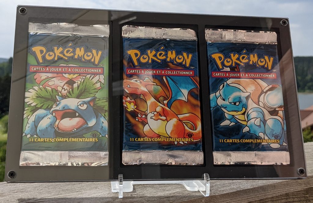 Protection pour 3 boosters Pokémon Wizard en Aluminium noir, SwissMade, Edition Limitée !