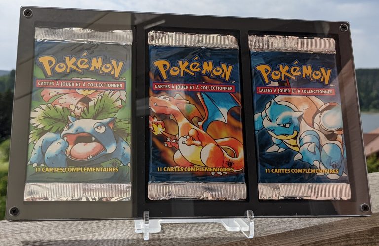 Protection pour 3 boosters Pokémon Wizard en Aluminium noir, SwissMade, Edition Limitée !